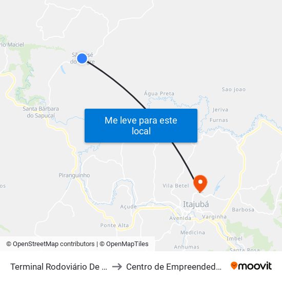 Terminal Rodoviário De São José Do Alegre to Centro de Empreendedorismo UNIFEI (CEU) map