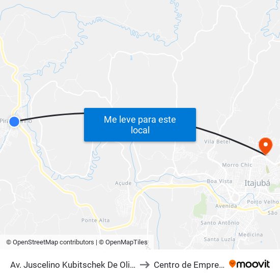 Av. Juscelino Kubitschek De Oliveira, 44 | Barraca Verde/Trevo De Piranguinho to Centro de Empreendedorismo UNIFEI (CEU) map