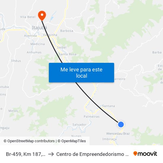 Br-459, Km 187,9 Norte to Centro de Empreendedorismo UNIFEI (CEU) map