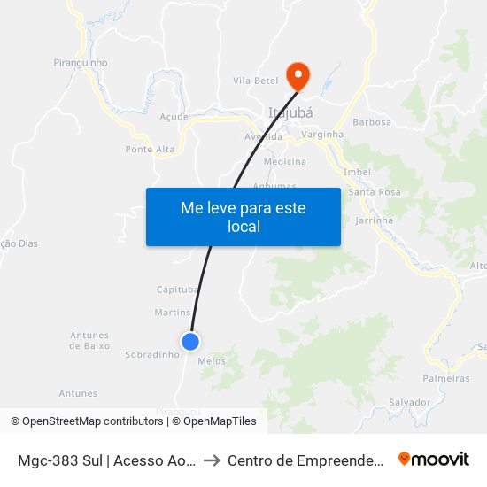 Mgc-383 Sul | Acesso Ao Bairro Pedra Vermelha to Centro de Empreendedorismo UNIFEI (CEU) map