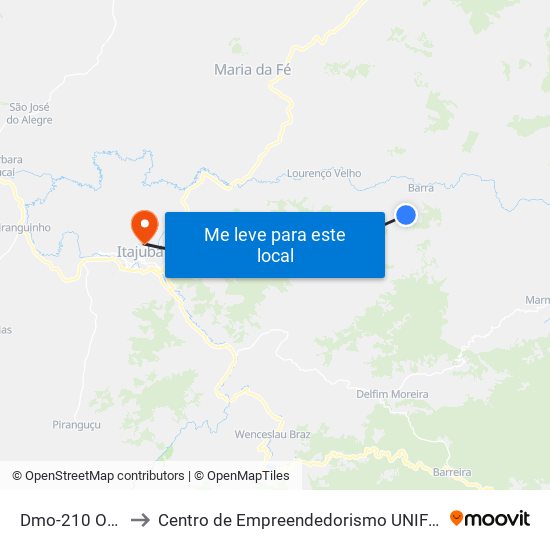 Dmo-210 Oeste to Centro de Empreendedorismo UNIFEI (CEU) map