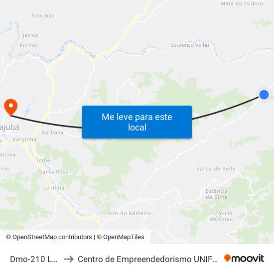 Dmo-210 Leste to Centro de Empreendedorismo UNIFEI (CEU) map