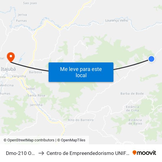 Dmo-210 Oeste to Centro de Empreendedorismo UNIFEI (CEU) map