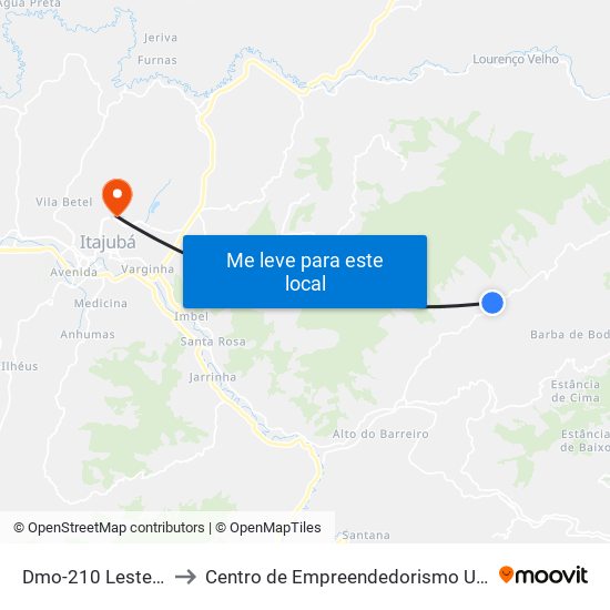 Dmo-210 Leste | Salto to Centro de Empreendedorismo UNIFEI (CEU) map