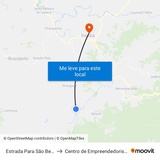 Estrada Para São Bernardo, Norte to Centro de Empreendedorismo UNIFEI (CEU) map