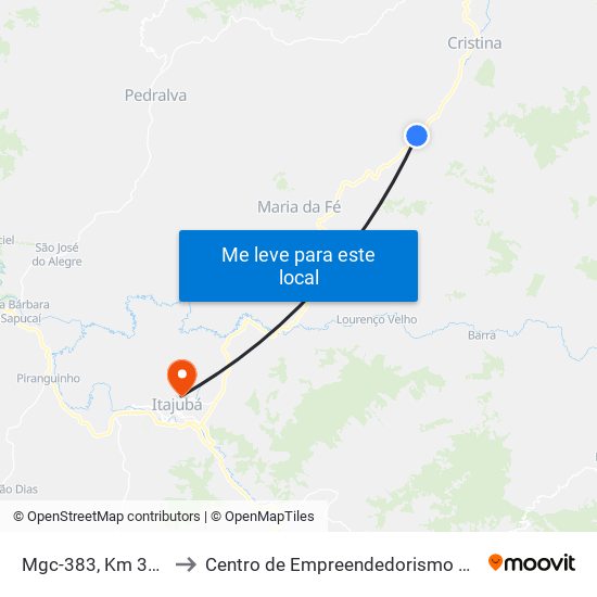 Mgc-383, Km 353,6 Sul to Centro de Empreendedorismo UNIFEI (CEU) map