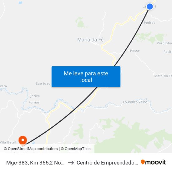 Mgc-383, Km 355,2 Norte | Bairro Lambari to Centro de Empreendedorismo UNIFEI (CEU) map