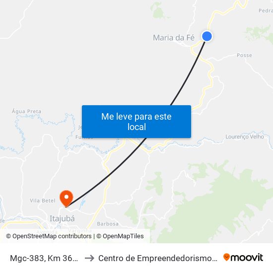 Mgc-383, Km 362,3 Norte to Centro de Empreendedorismo UNIFEI (CEU) map