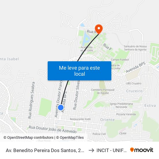 Av. Benedito Pereira Dos Santos, 219 to INCIT - UNIFEI map