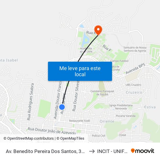 Av. Benedito Pereira Dos Santos, 356 to INCIT - UNIFEI map