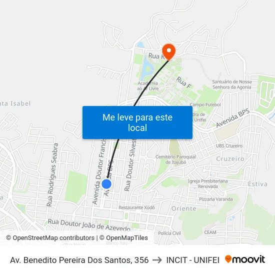 Av. Benedito Pereira Dos Santos, 356 to INCIT - UNIFEI map