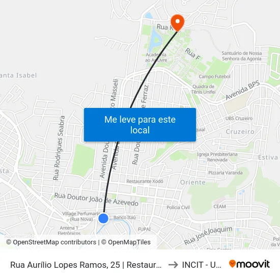 Rua Aurílio Lopes Ramos, 25 | Restaurante Popular to INCIT - UNIFEI map