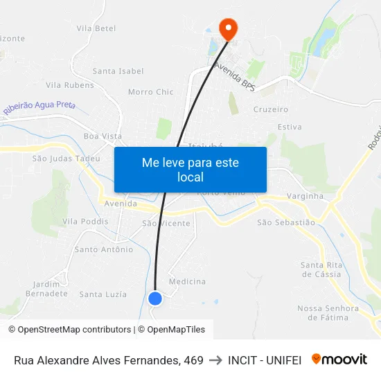 Rua Alexandre Alves Fernandes, 469 to INCIT - UNIFEI map