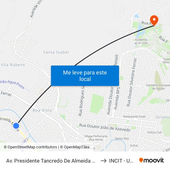 Av. Presidente Tancredo De Almeida Neves, 720 to INCIT - UNIFEI map