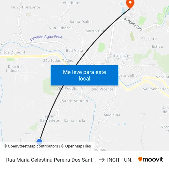 Rua Maria Celestina Pereira Dos Santos, 339 to INCIT - UNIFEI map