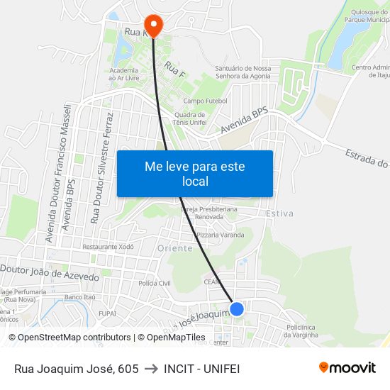 Rua Joaquim José, 605 to INCIT - UNIFEI map