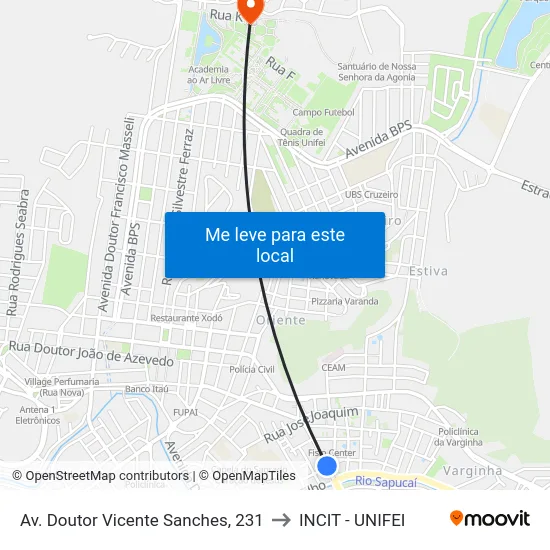 Av. Doutor Vicente Sanches, 231 to INCIT - UNIFEI map