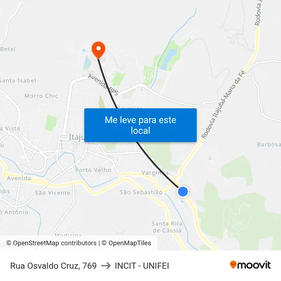 Rua Osvaldo Cruz, 769 to INCIT - UNIFEI map