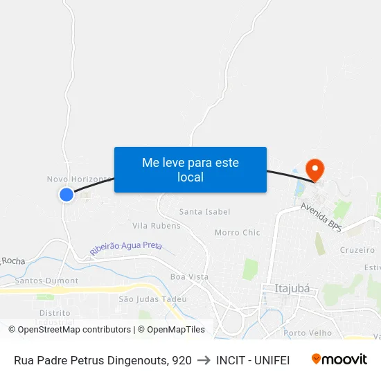 Rua Padre Petrus Dingenouts, 920 to INCIT - UNIFEI map
