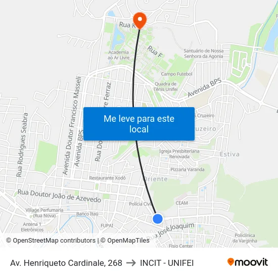 Av. Henriqueto Cardinale, 268 to INCIT - UNIFEI map