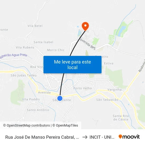 Rua José De Manso Pereira Cabral, 390 to INCIT - UNIFEI map