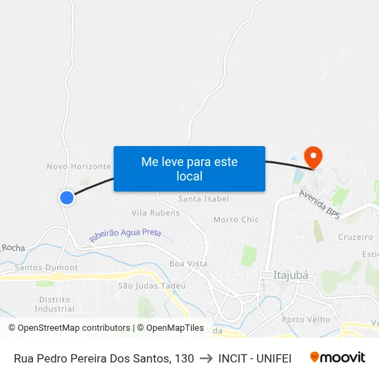 Rua Pedro Pereira Dos Santos, 130 to INCIT - UNIFEI map