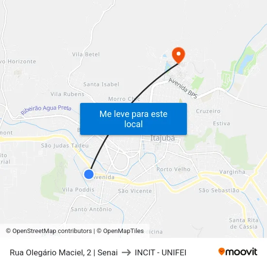 Rua Olegário Maciel, 2 | Senai to INCIT - UNIFEI map