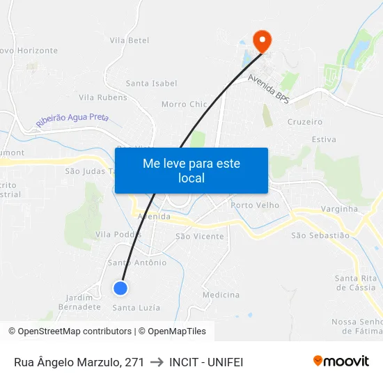 Rua Ângelo Marzulo, 271 to INCIT - UNIFEI map
