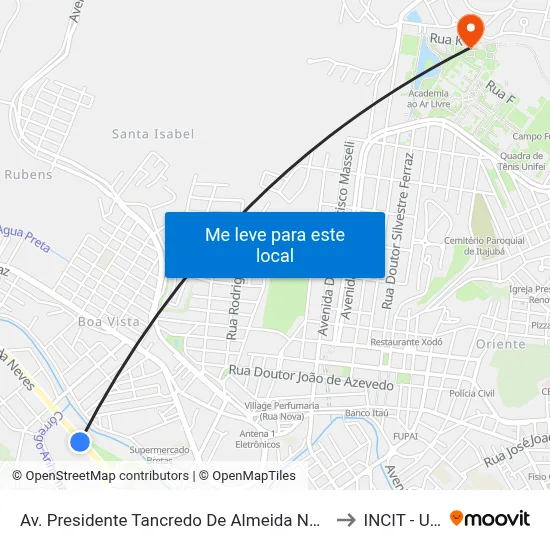 Av. Presidente Tancredo De Almeida Neves, 335 | Senac to INCIT - UNIFEI map