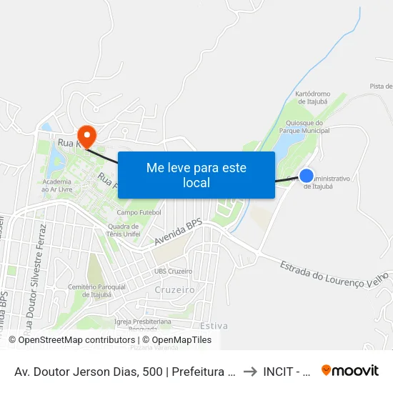 Av. Doutor Jerson Dias, 500 | Prefeitura Municipal De Itajubá to INCIT - UNIFEI map
