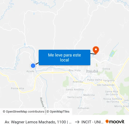 Av. Wagner Lemos Machado, 1100 | Frivasa to INCIT - UNIFEI map