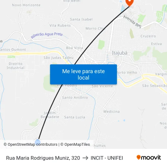 Rua Maria Rodrigues Muniz, 320 to INCIT - UNIFEI map