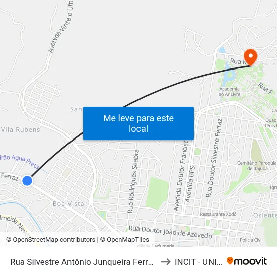 Rua Silvestre Antônio Junqueira Ferraz, 490 to INCIT - UNIFEI map