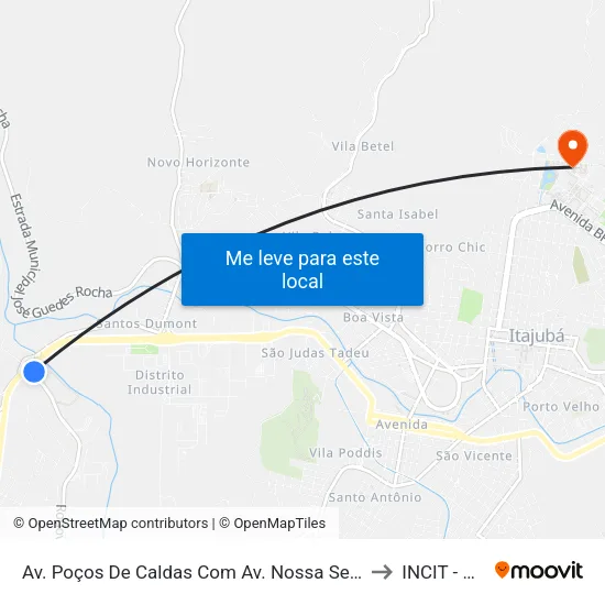 Av. Poços De Caldas Com Av. Nossa Senhora Da Piedade to INCIT - UNIFEI map