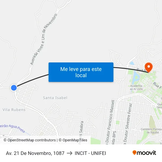 Av. 21 De Novembro, 1087 to INCIT - UNIFEI map