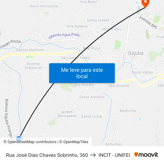 Rua José Dias Chaves Sobrinho, 360 to INCIT - UNIFEI map