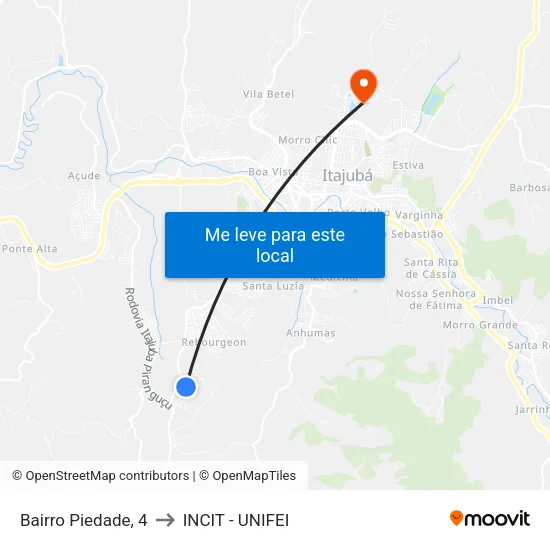 Bairro Piedade, 4 to INCIT - UNIFEI map