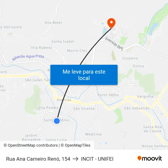 Rua Ana Carneiro Renó, 154 to INCIT - UNIFEI map