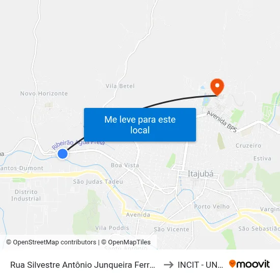 Rua Silvestre Antônio Junqueira Ferraz, 1299 to INCIT - UNIFEI map