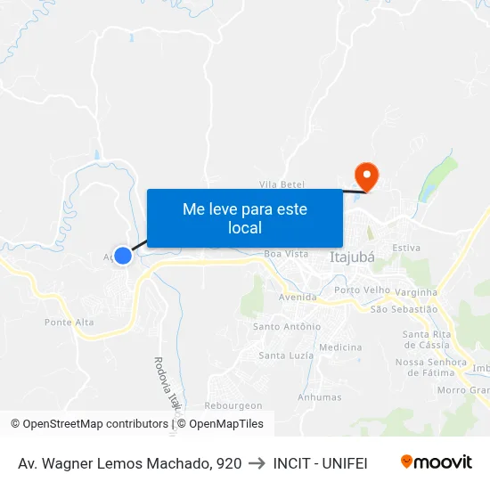 Av. Wagner Lemos Machado, 920 to INCIT - UNIFEI map