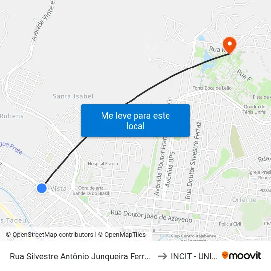 Rua Silvestre Antônio Junqueira Ferraz, 181 to INCIT - UNIFEI map