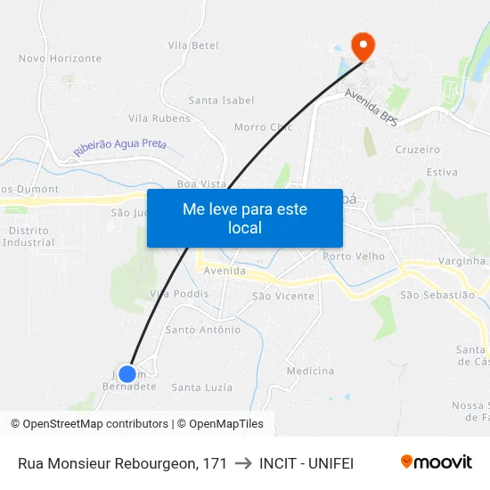 Rua Monsieur Rebourgeon, 171 to INCIT - UNIFEI map