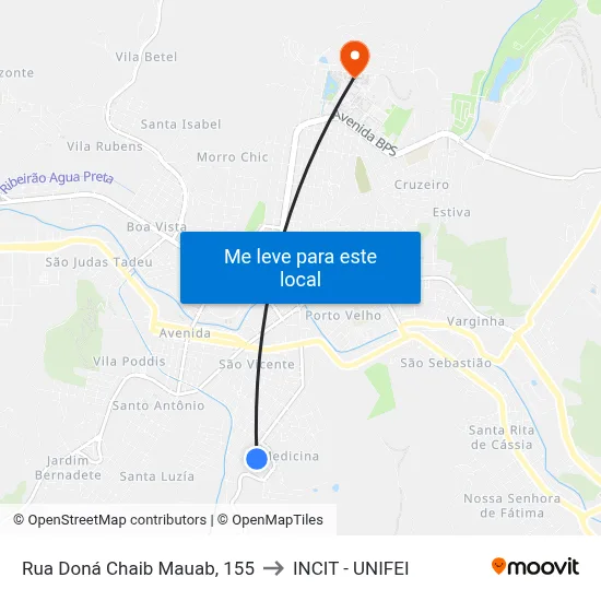 Rua Doná Chaib Mauab, 155 to INCIT - UNIFEI map