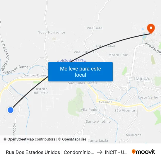 Rua Dos Estados Unidos | Condomínio Das Nações to INCIT - UNIFEI map