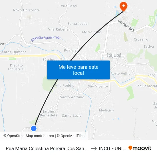 Rua Maria Celestina Pereira Dos Santos, 49 to INCIT - UNIFEI map