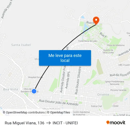 Rua Miguel Viana, 136 to INCIT - UNIFEI map