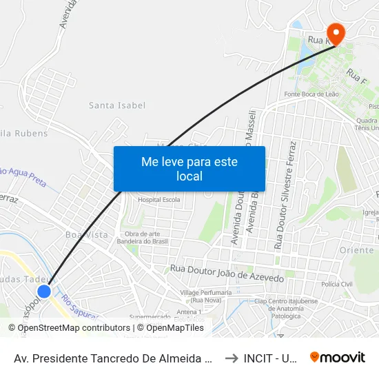 Av. Presidente Tancredo De Almeida Neves, 531 to INCIT - UNIFEI map