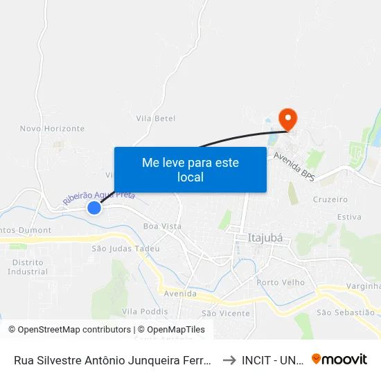 Rua Silvestre Antônio Junqueira Ferraz, 1060 to INCIT - UNIFEI map