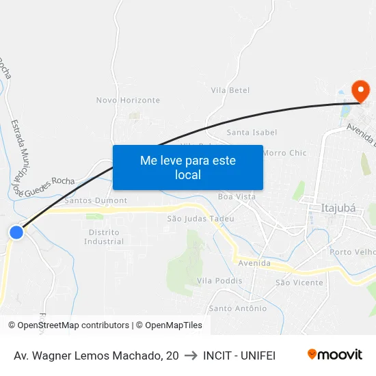 Av. Wagner Lemos Machado, 20 to INCIT - UNIFEI map