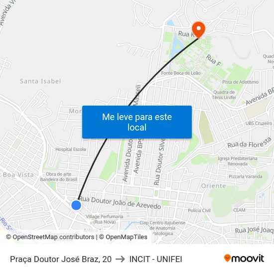 Praça Doutor José Braz, 20 to INCIT - UNIFEI map